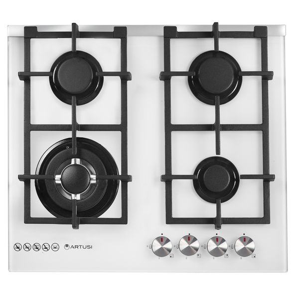 Artusi 60cm Tempered Glass White Cooktop CAGH6000W
