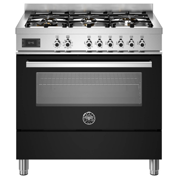 Bertazzoni 90cm Professional Black Dual Fuel Freestanding Oven PRO96L1ENET