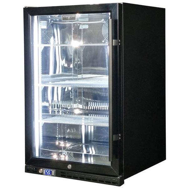 Schmick 164L Under Bench Black Heated Glass Alfresco Bar Fridge SK146L-B-HD