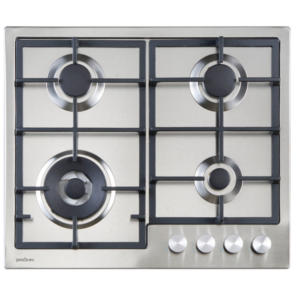 Brohn 60cm 4 Burner Natural Gas Stainless Steel Cooktop BRGC6001SS