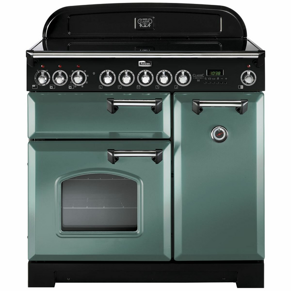 Falcon 90cm Classic Deluxe Freestanding Induction Oven/Stove Mineral Green and Chrome CDL90EIMGCH