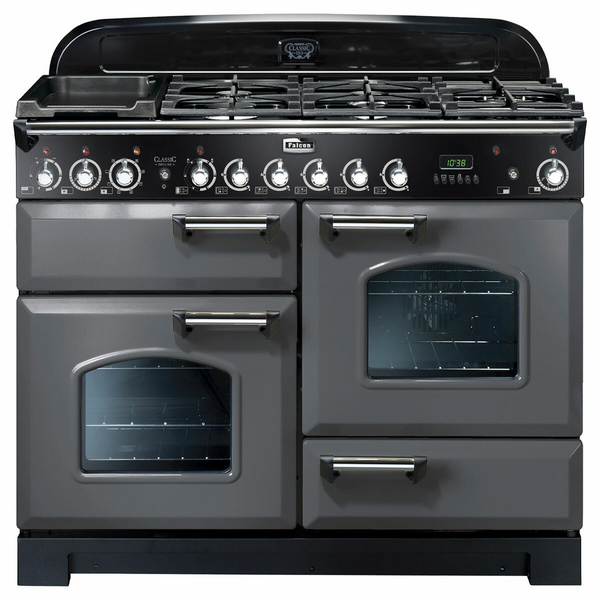 Falcon 110cm Classic Deluxe Freestanding Dual Fuel Oven/Stove Slate and Chrome CDL110DFSL-CH
