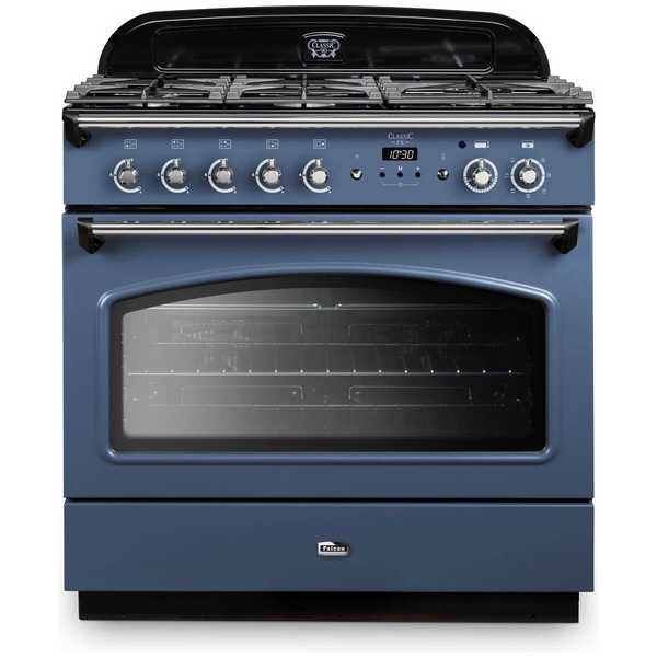 Falcon 90cm Classic FX Stone Blue-Chrome Dual Fuel Freestanding Oven CLA90FXDFSB-CH