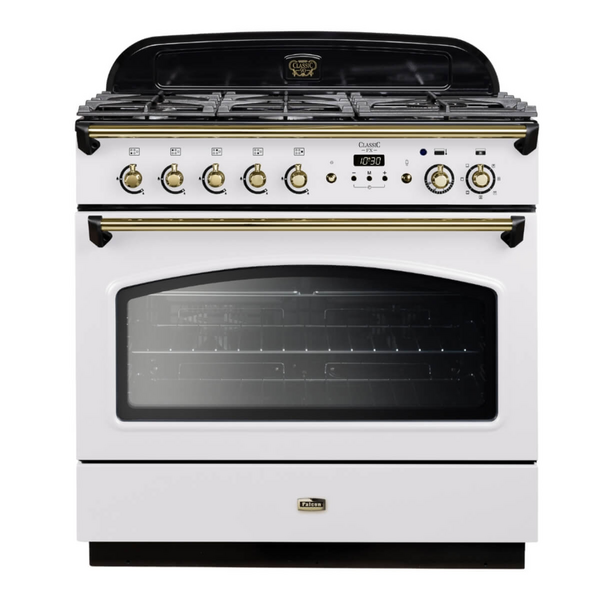 Falcon 90cm Classic FX White Dual Fuel Freestanding Oven CLA90FXDFWHBR