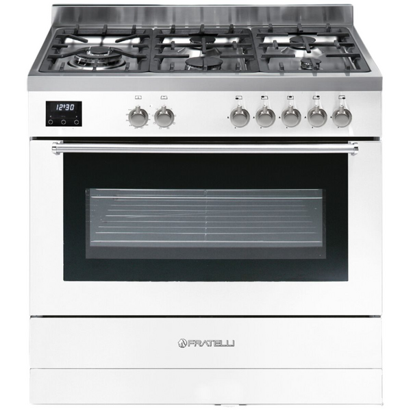 Fratelli 90cm Milano Dual Fuel Freestanding Oven/Stove Gloss White MI29650FEMWH