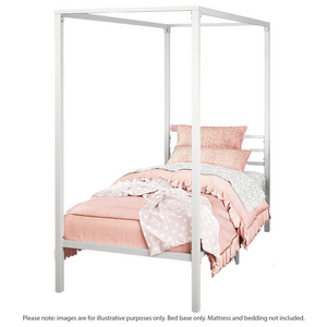 Zinus Patricia Single Metal Canopy Bed Frame White AU-CPBFW-S