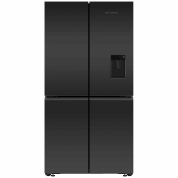 Fisher & Paykel Series 7 538L Quad Door Refrigerator with Ice and Water Matte Black Glass RF605QZUVB1