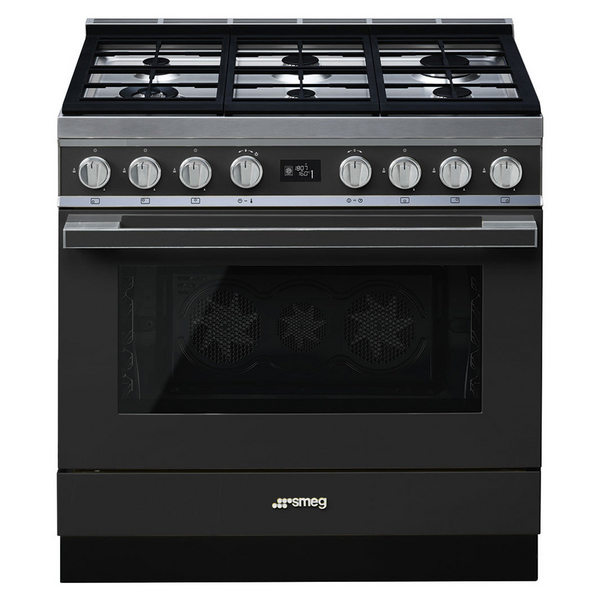 Smeg 90cm Portofino Freestanding Dual Fuel Oven/Stove Anthracite CPF9GPANA