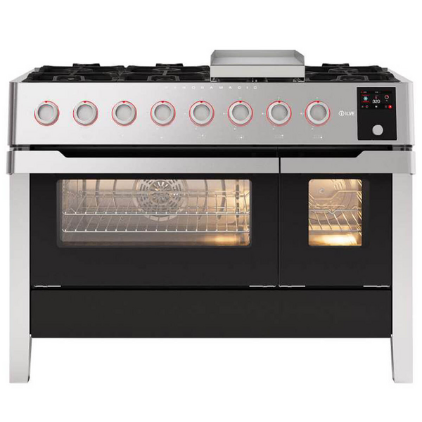 ILVE 120cm Panoramagic Freestanding Dual Fuel Oven/Stove Stainless Steel PM12FDS3SS