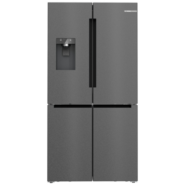 Bosch Series 6 574L French Door Fridge with Non-Plumbed Ice and Water Brushed Black Steel KFI96AXEAA