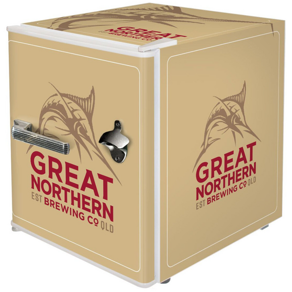Schmick 46L Great Northern Gold Branded Retro Style Mini Fridge BC46W-GNBC-GOLD