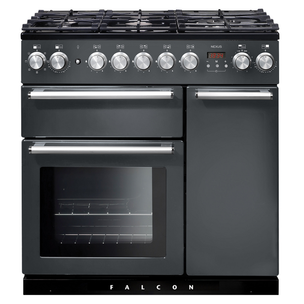 Falcon 90cm Nexus Freestanding Dual Fuel Oven/Stove Slate and Chrome NEX90DFSL-CH
