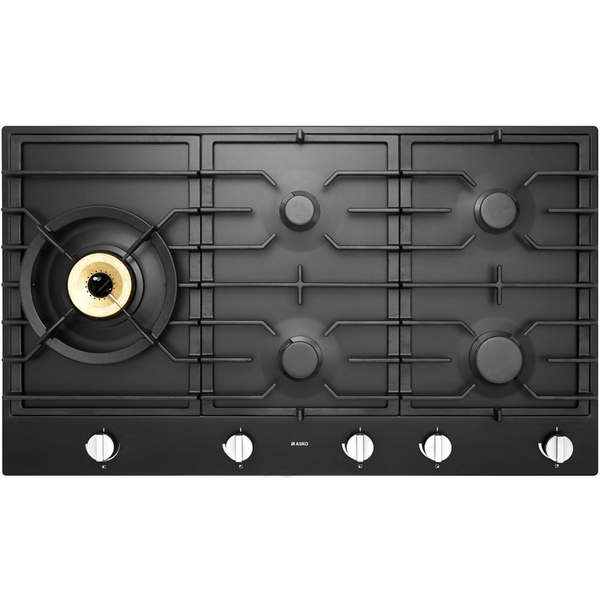 ASKO 90cm Natural Gas Cooktop with Super Flex Wok Burner Black Matte HG1986AD
