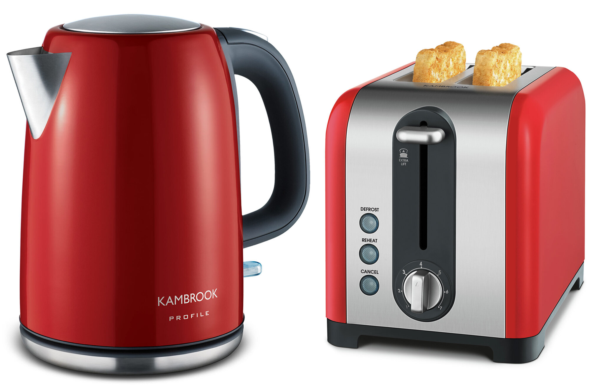 Kambrook Red Kettle and Slice Toaster Pack KSK220REDKT260RED