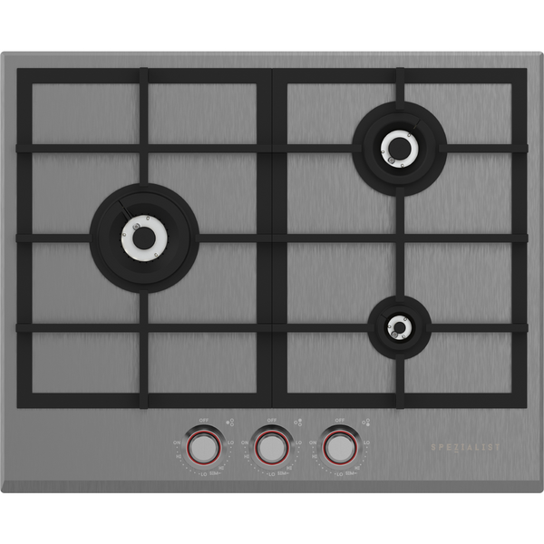 Spezialist 64cm LP Gas Stainless Steel Plate Cooktop with Black Metal Finish S30643SPBBMLPG