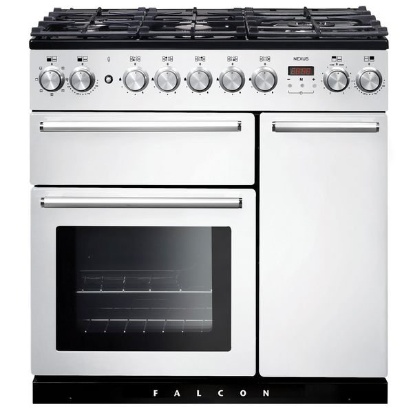 Falcon 90cm Nexus Freestanding Dual Fuel Oven/Stove White and Chrome NEX90DFWH-CH