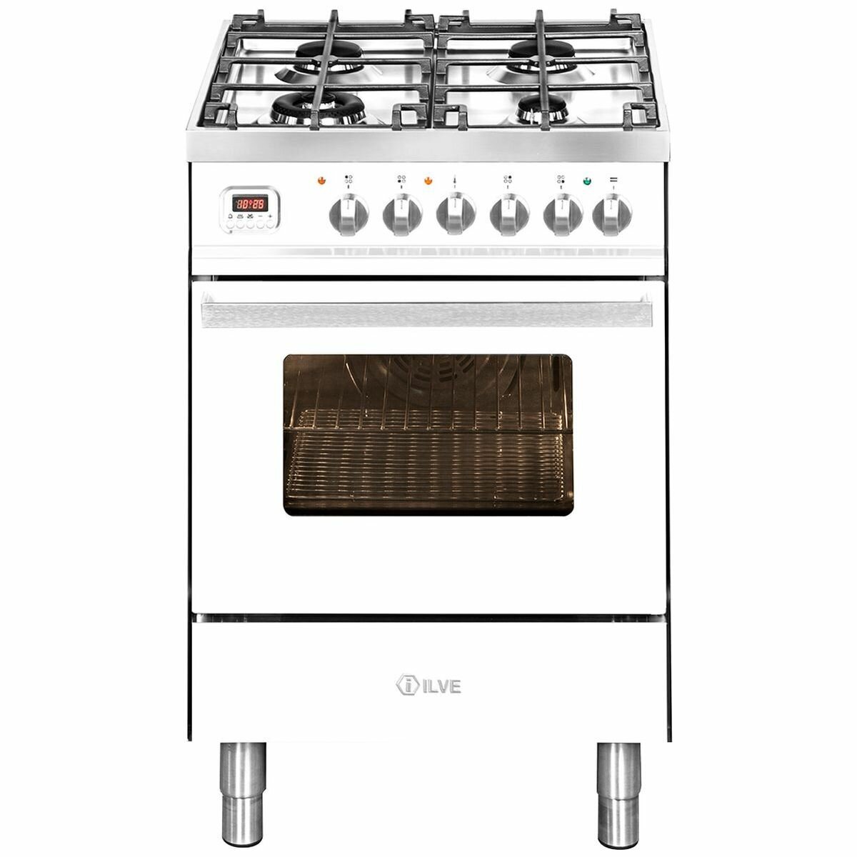 ILVE 60cm Freestanding Dual Fuel Stove Oven White L06WMPWH