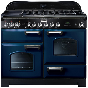 Falcon 110cm Classic Deluxe Freestanding Dual Fuel Oven/Stove Royal Blue and Chrome CDL110DFRB-CH