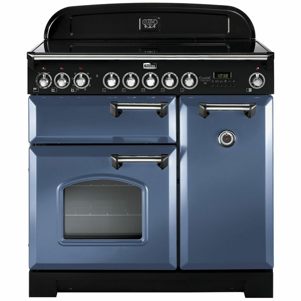 Falcon 90cm Classic Deluxe Freestanding Induction Oven/Stove Stone Blue and Chrome CDL90EISBCH