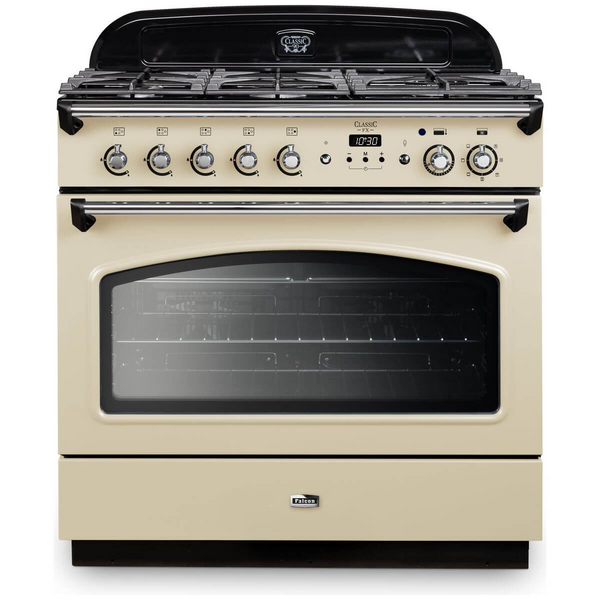 Falcon 90cm Classic FX Stone Cream-Chrome Dual Fuel Freestanding Oven CLA90FXDFCR-CH