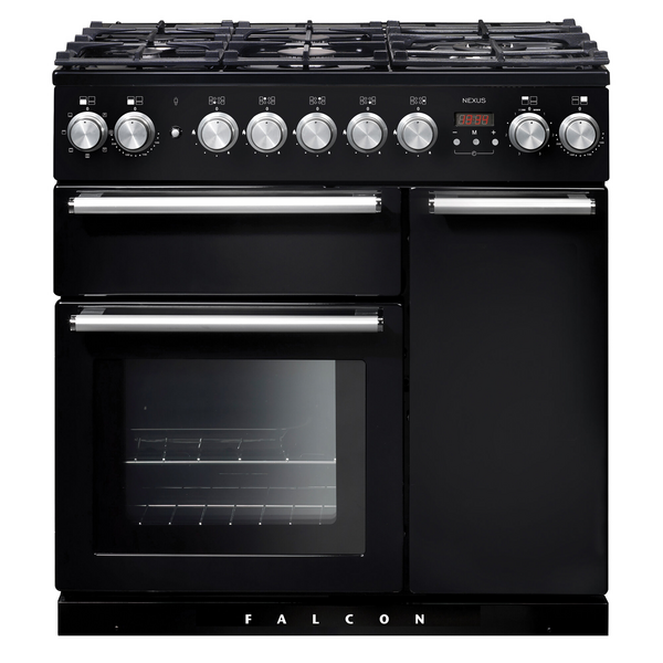Falcon 90cm Nexus Freestanding Dual Fuel Oven/Stove Black and Chrome NEX90DFBL-CH