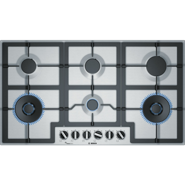 Bosch 90cm Series 6 Stainless Steel Gas Cooktop PCT9A5B90A