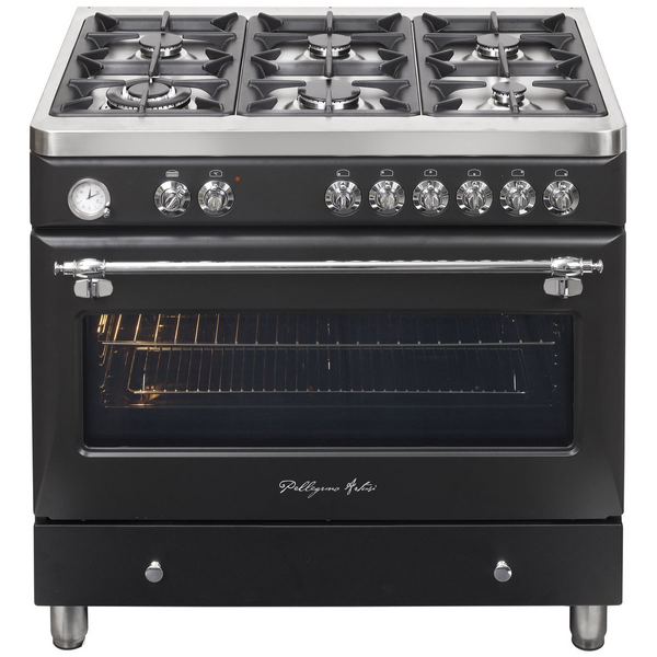 Artusi 90cm Dual Fuel Matte Black Freestanding Oven AFG999B