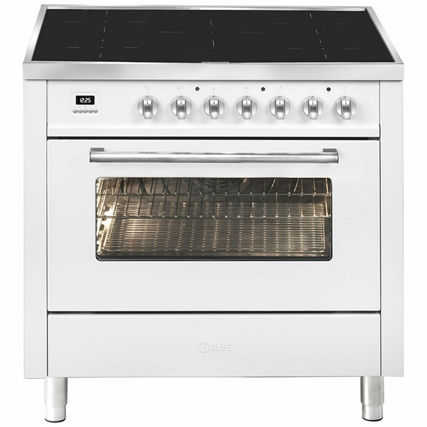 ILVE 90cm Pro-Line Single Electric Oven with Induction Cooktop White LBI09WMPWH