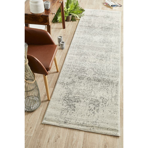 Rug Culture Evoke Large White Silver Rug 400X80CM - EVO-253-WSIL-400X80 ...