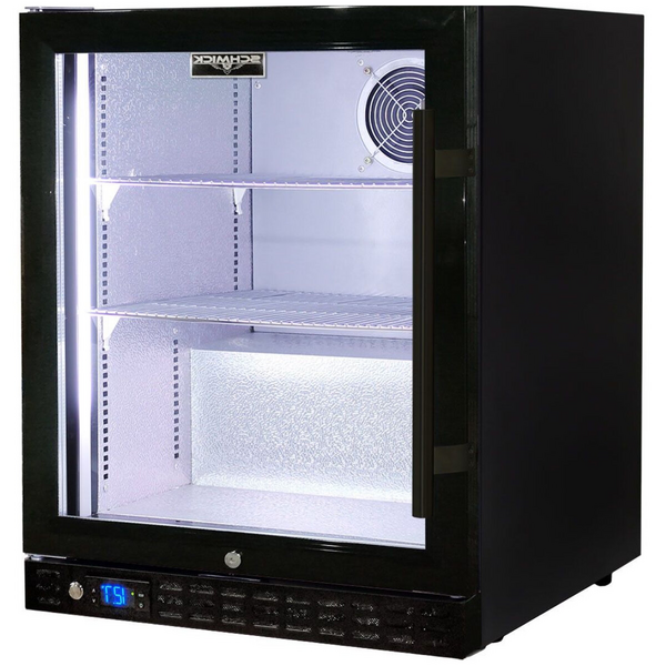Schmick 89L Under Bench Heated Glass Black Bar Fridge SK86L-B-HD