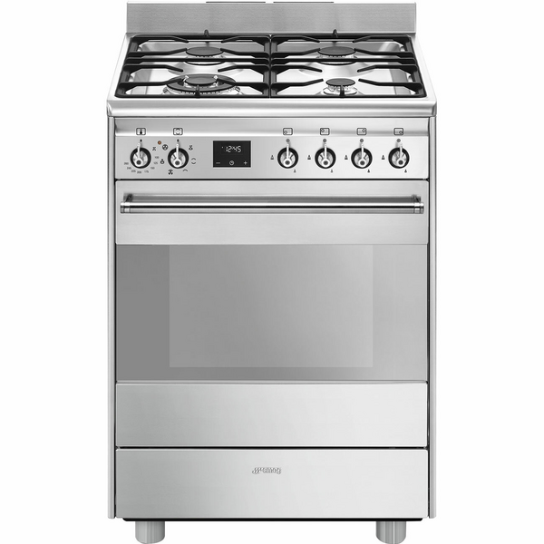 Smeg 60cm Dual Fuel Upright Oven Stainless Steel FS61XNG8-1