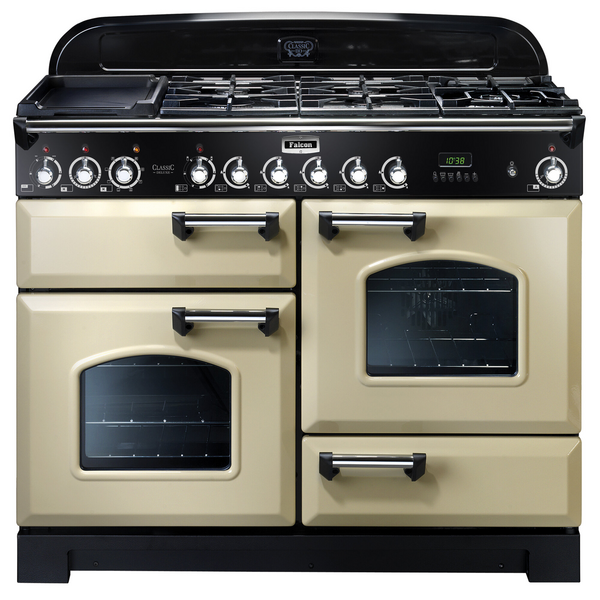 Falcon 110cm Classic Deluxe Freestanding Dual Fuel Oven/Stove Cream and Chrome CDL110DFCR-CH