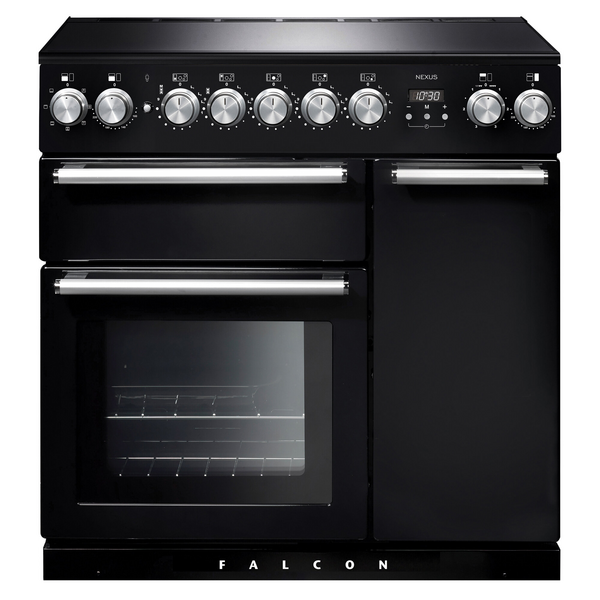 Falcon 90cm Nexus Freestanding Electric Oven/Stove Black and Chrome NEX90EIBL-CH
