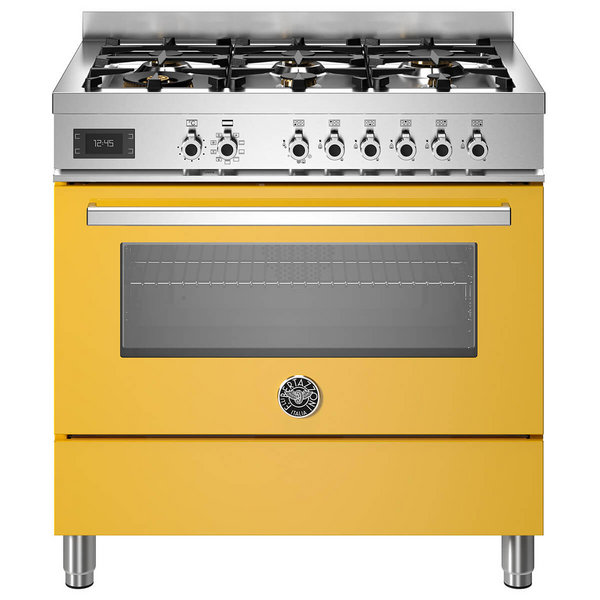 Bertazzoni 90cm Professional Yellow Dual Fuel Freestanding Oven PRO96L1EGIT