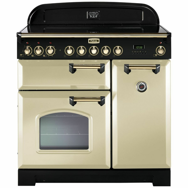 Falcon 90cm Classic Deluxe Freestanding Induction Oven/Stove Cream and Brass CDL90EICRBR