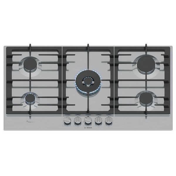 Bosch 90cm Series 6 Natural Gas Cooktop with Flame Select Stainless Steel PCR9A5I90A