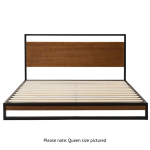 Zinus Ironline Metal & Wood Bed Frame Queen AU-IRPBH-Q