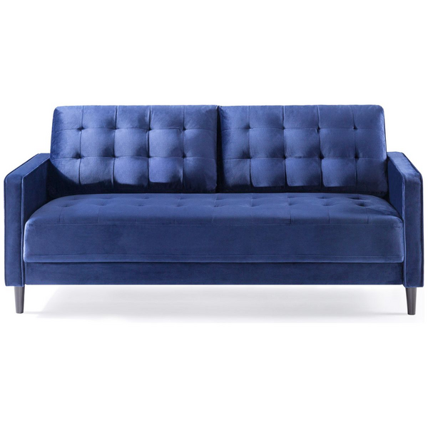 Zinus 3 Seater Sofa Mid-Century Velvet Couch Benton - Navy Blue AU-USSBTF-3NV