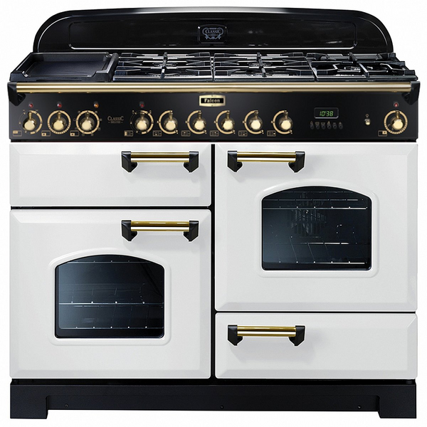 Falcon 110cm Classic Deluxe White Dual Fuel Freestanding Oven CDL110DFWH-BR