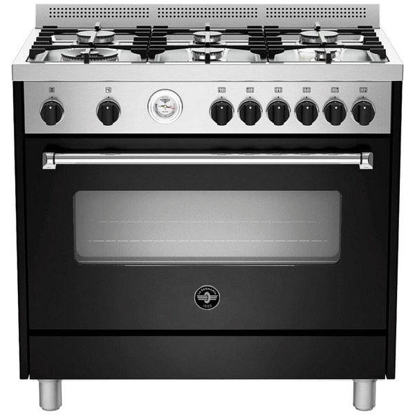 La Germania 90cm Americana Series Matte Black Gas Oven & Cooktop Freestanding Oven AMS96C71BNE