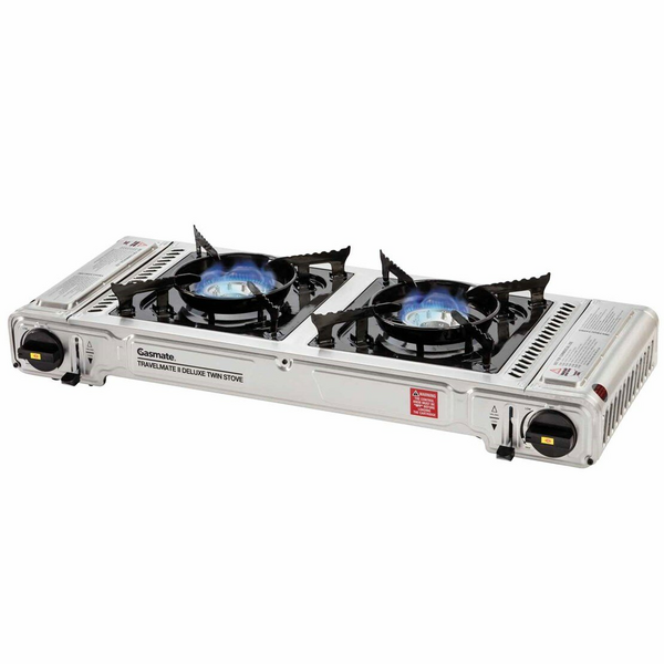 Gasmate Travelmate II Stainless Steel Deluxe Twin Stove Portable Butane BBQ  CS6095