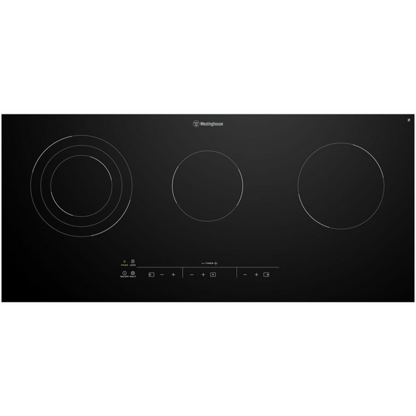 Westinghouse 90cm 3 Zone Ceramic Cooktop with Triple Zone and Hob2Hood WHC933BD