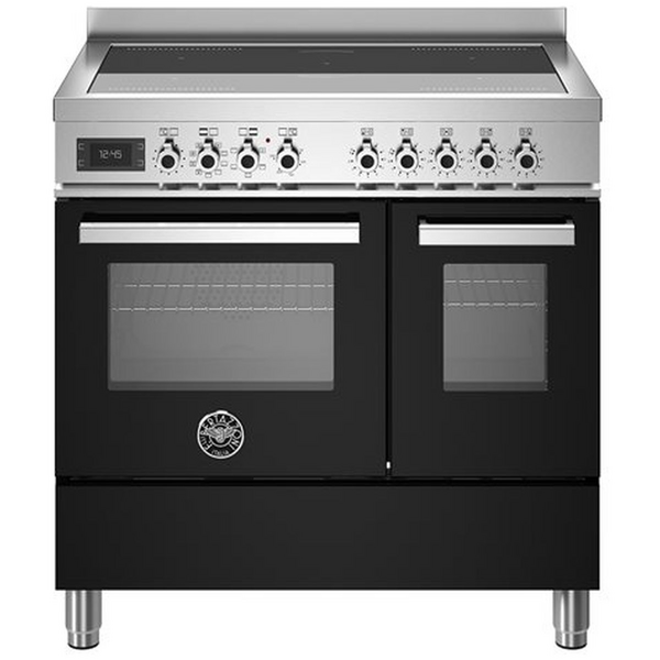 Bertazzoni Professional Series 90cm 5-Zone Induction Cooktop with Electric Double Oven Cooker Nero PRO95I2ENET
