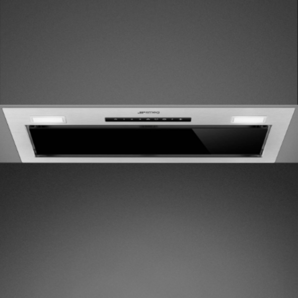 Smeg 60cm Black Glass & Stainless Steel Integrated Rangehood KSGAU6P4VN