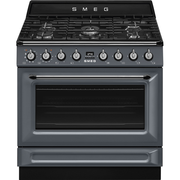 Smeg 90cm Victoria Dual Fuel Pyrolytic Freestanding Cooker - Slate Grey TRA90GPGR