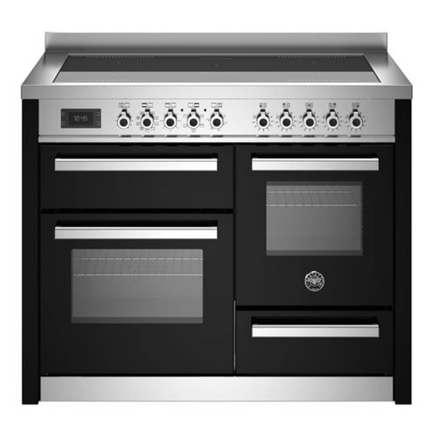 Bertazzoni Professional Series 110cm 5-Zone Induction Cooktop with Electric Triple Oven Cooker Nero PRO115I3ENET