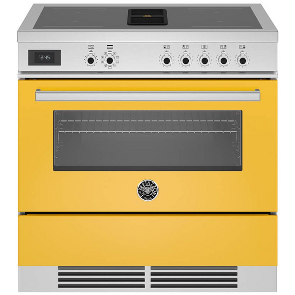 Bertazzoni 90cm Professional Airtec Yellow Induction Freestanding Oven with Integrated Downdraft PROCH94I1EGIT