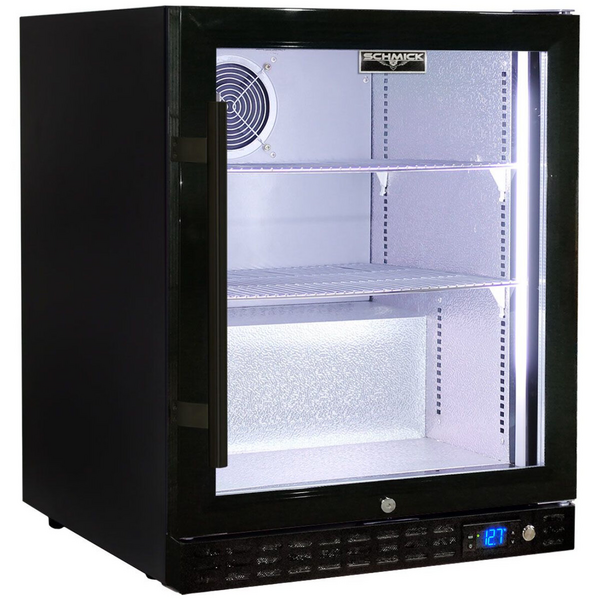 Schmick 89L Under Bench Heated Glass Black Bar Fridge SK86R-B-HD