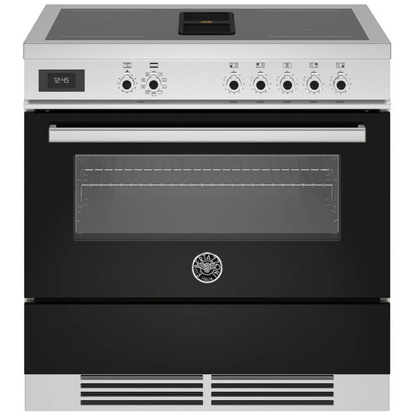 Bertazzoni 90cm Professional Airtec Black Induction Freestanding Oven with Integrated Downdraft PROCH94I1ENET