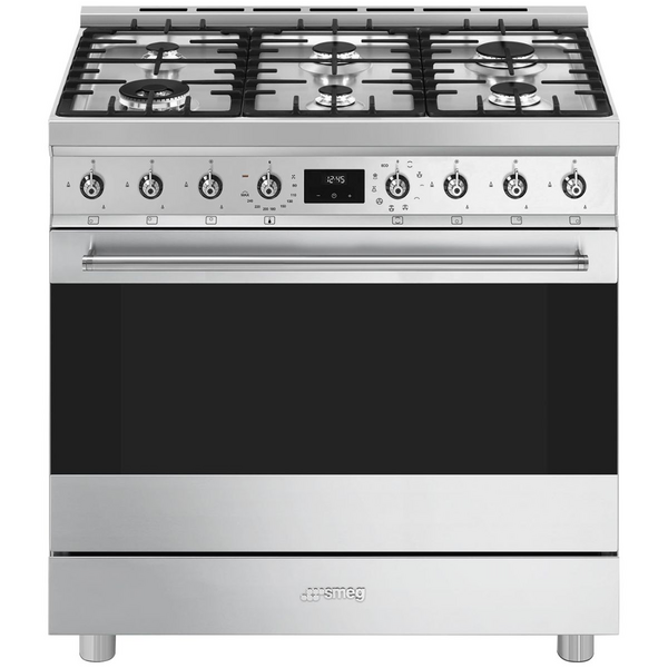 Smeg 90cm Dual Fuel Pyrolytic Freestanding Oven Stainless Steel CSP9GMXA2